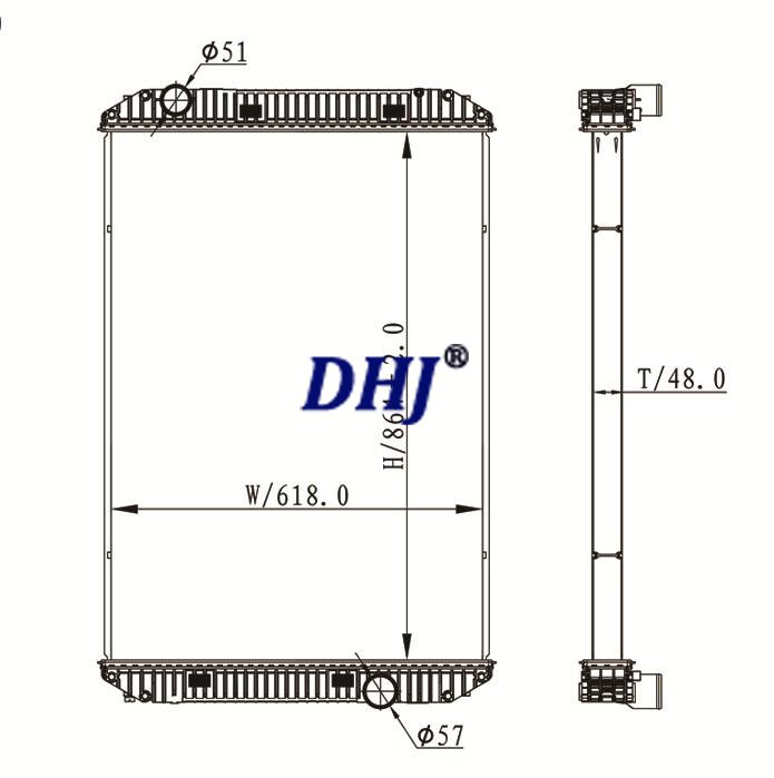 Freightliner Radiator for FL50 to FL90 Series&FL106,3AH00105,B2111100,8000-06ST,437152S,051975600