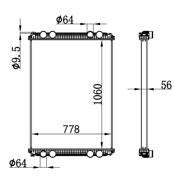 Radiator for FREIGHTLINER CENTURY OEM : A0519870001, BHT 93060, BHT98476,BHTA9450, BHTB98476,BHTE3831,BHTE3832,BHTU3932001, E3831, E3832, U3932001