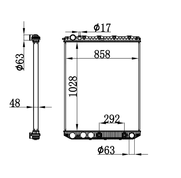 MACK truck radiator 209565521,2MF549M,M7537001,20956552,21504548,M5734100,M5741100,M5745100,206566552,20956564,85111314,21146403,21146404,21298076,21504536,21504548,85125539,21593032,21593038