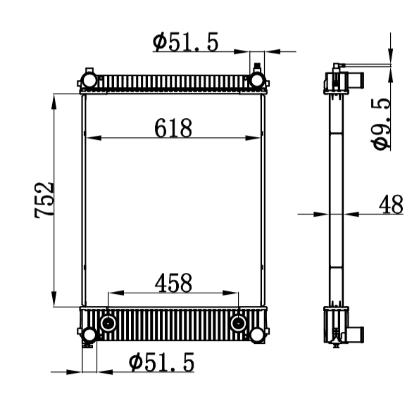 FREIGHTLINER RADIATOR BHTB9384,BHT91661,BHT91653,91653,91661,B9384,BHTB6719,B6719,FR8186,FRE31,BHTB93