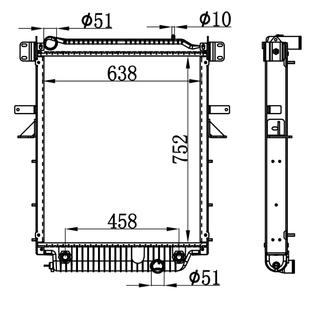 FREIGHTLINER B2 BUS RADIATOR 310081,310081PT,238619,SCSI238619,20011721,SPI20011721,ABPN2020011721,437424,437424P,437424PF,201RA021NVWF,