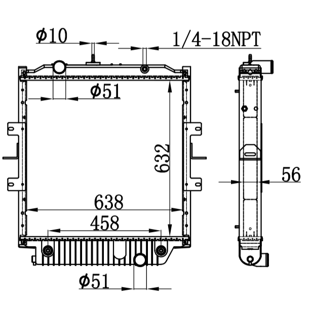 BLUEBIRD CONVENTIONAL  BUS RADIATOR 0060348,60348,115577,10007088,65509,1050106,1050105,1040115,1003730AS,BB9283,437217,437217S,BLU08,CAVTU82333,3100-11PT